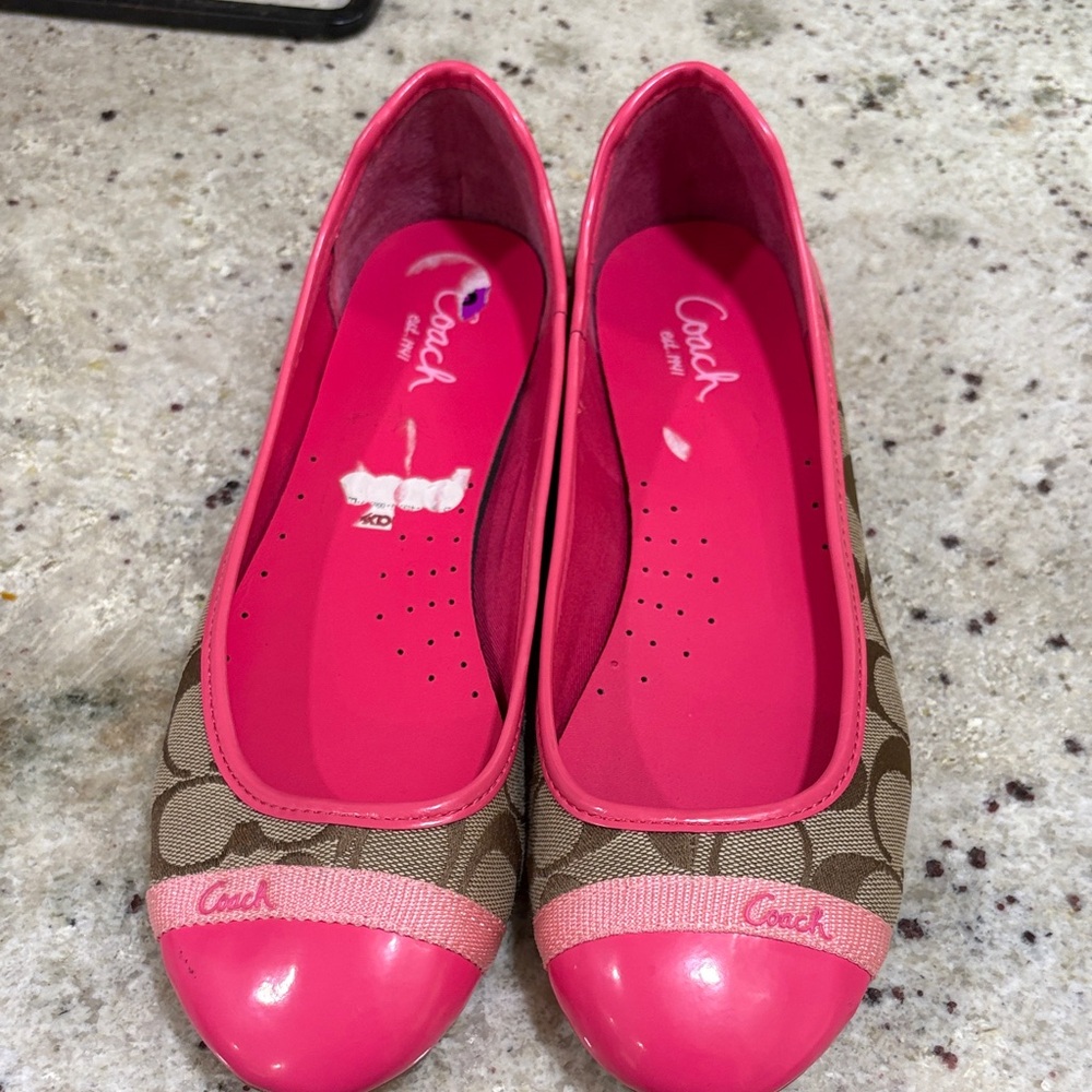 Coach Women's Pink and Tan Loafers